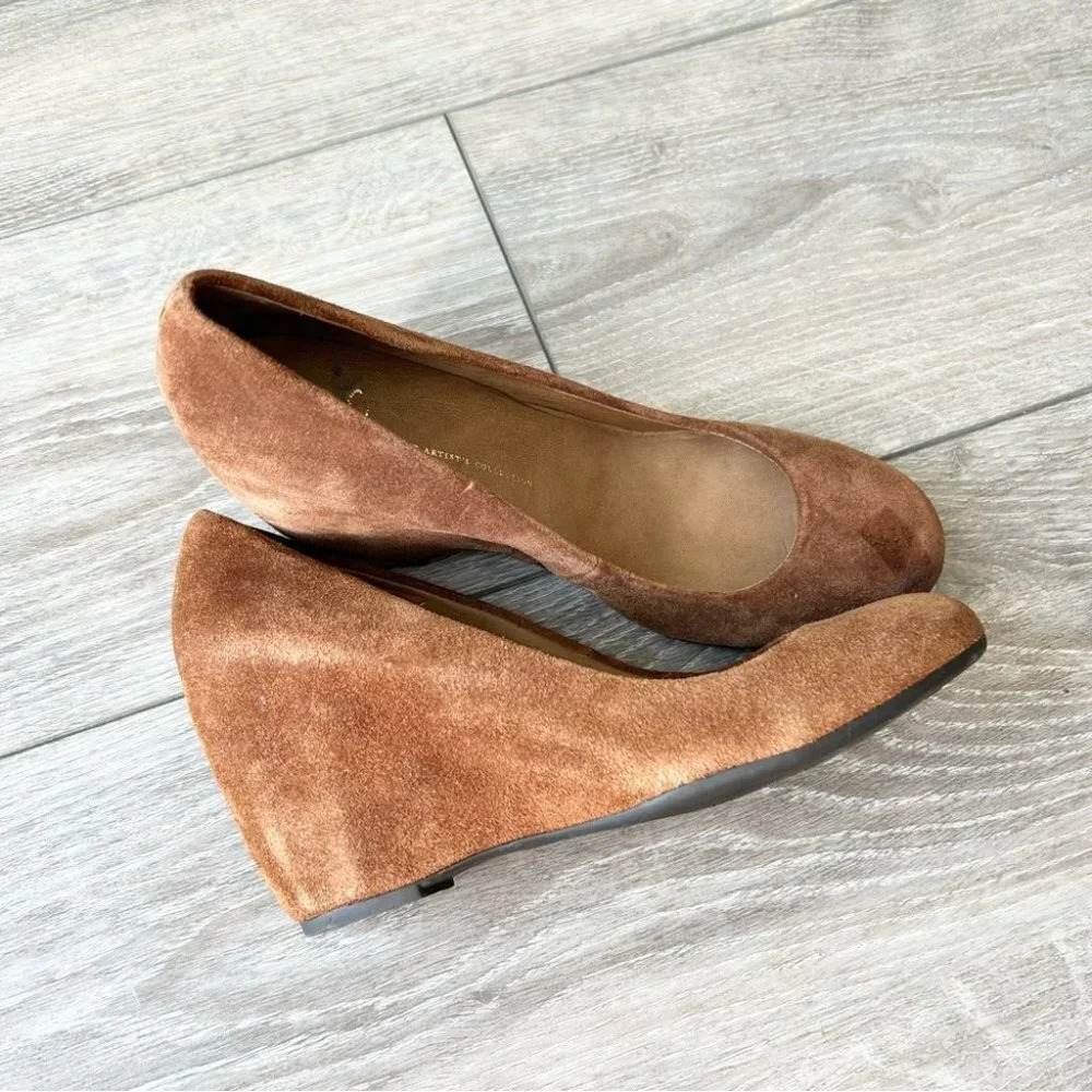 Franco Sarto Brown Suede Leather Wedges